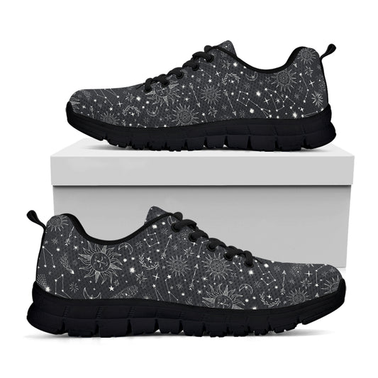 Bohemian Constellation Pattern Print Black Sneakers