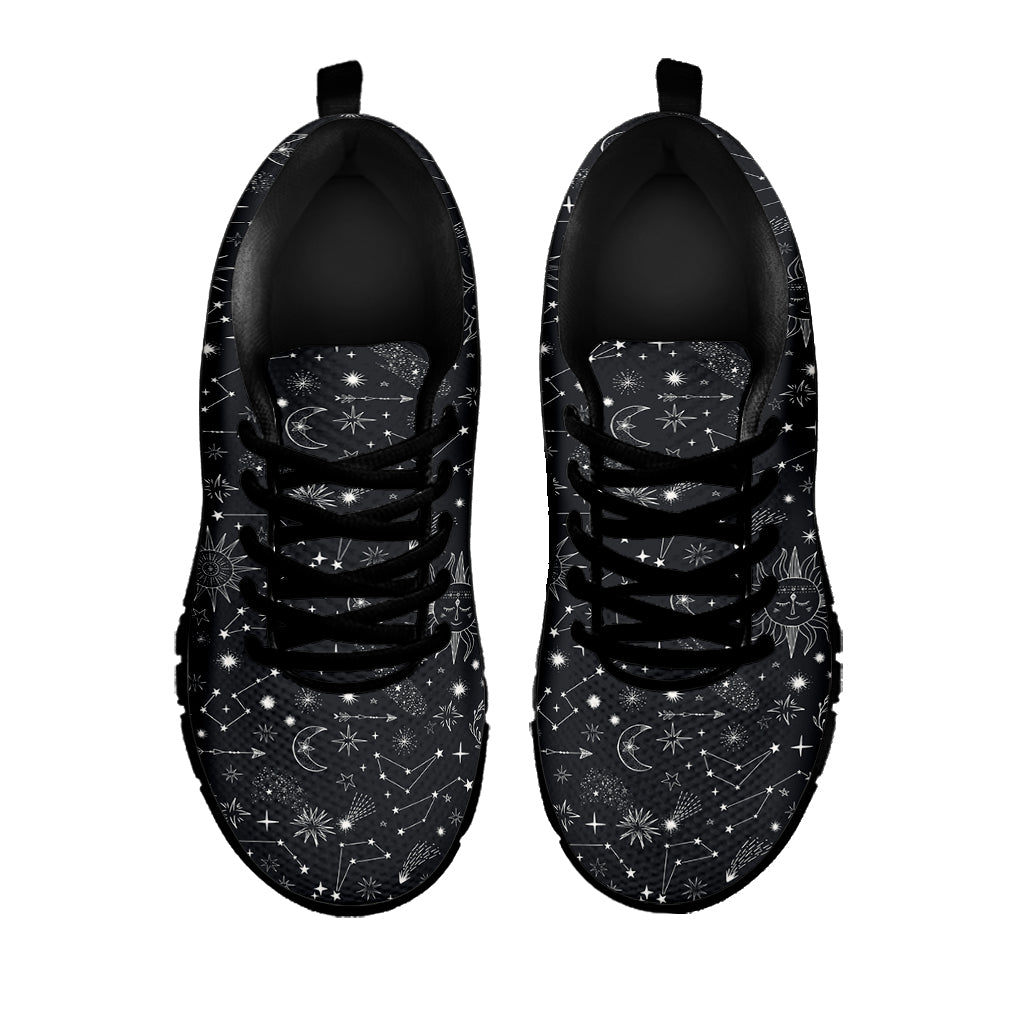 Bohemian Constellation Pattern Print Black Sneakers