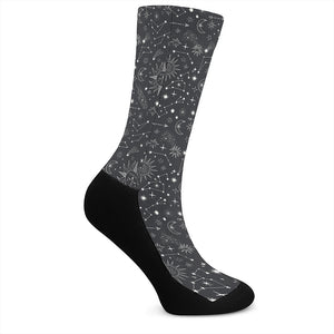 Bohemian Constellation Pattern Print Crew Socks