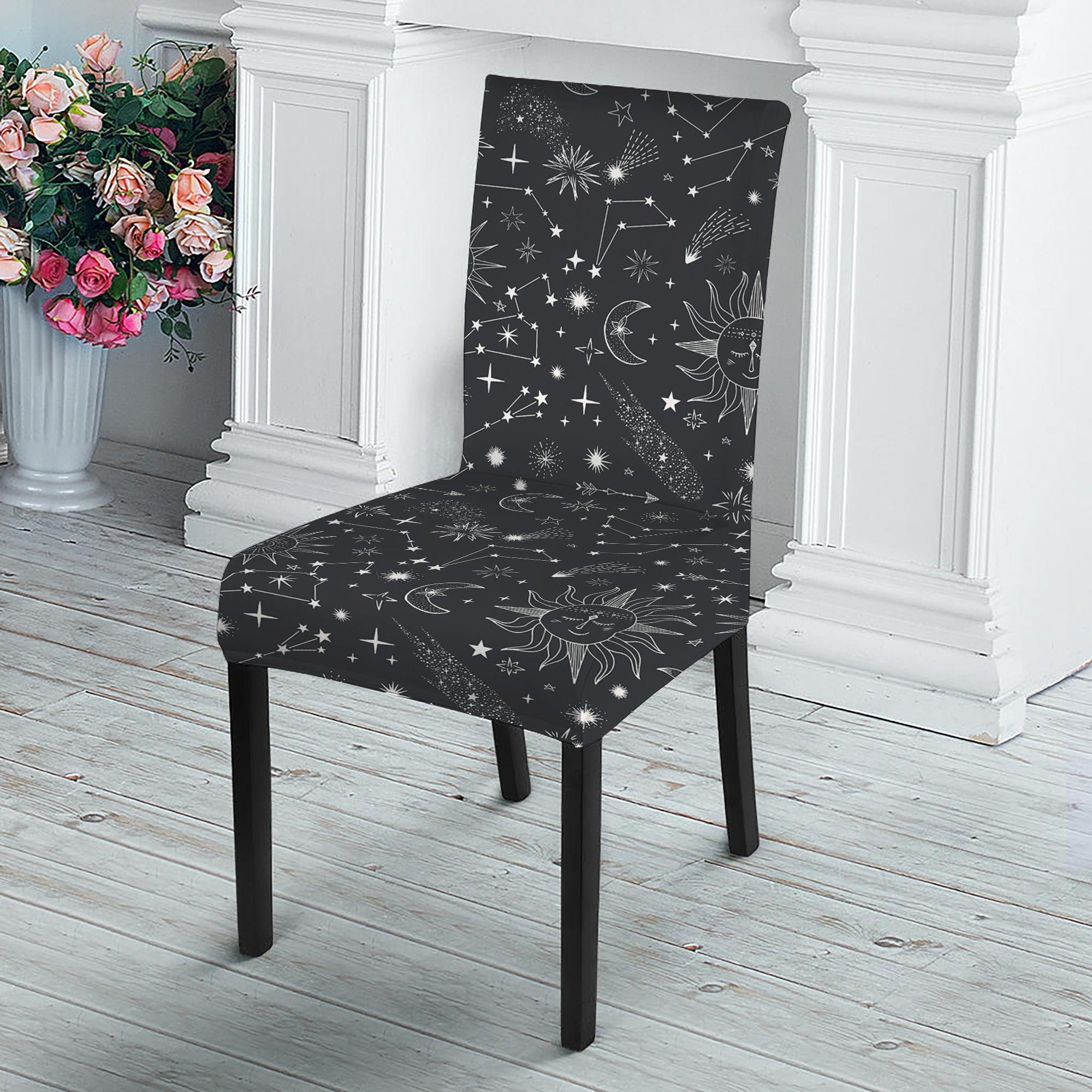 Bohemian Constellation Pattern Print Dining Chair Slipcover