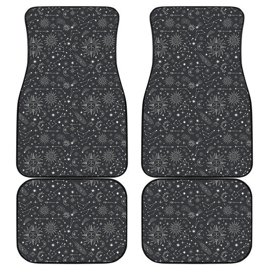 Bohemian Constellation Pattern Print Front and Back Car Floor Mats