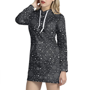 Bohemian Constellation Pattern Print Hoodie Dress