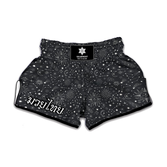 Bohemian Constellation Pattern Print Muay Thai Boxing Shorts