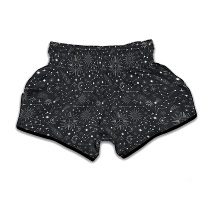 Bohemian Constellation Pattern Print Muay Thai Boxing Shorts