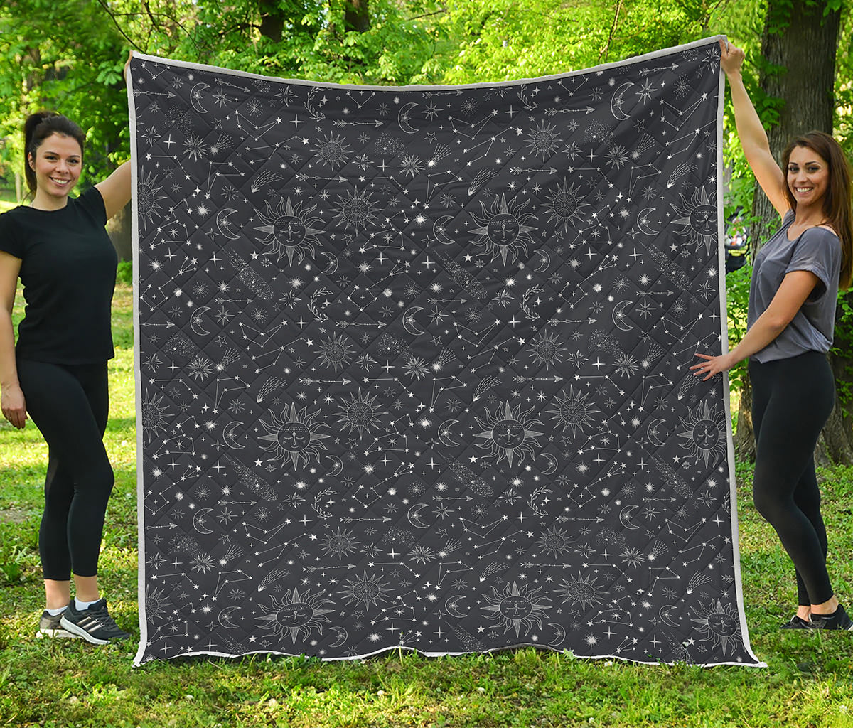 Bohemian Constellation Pattern Print Quilt