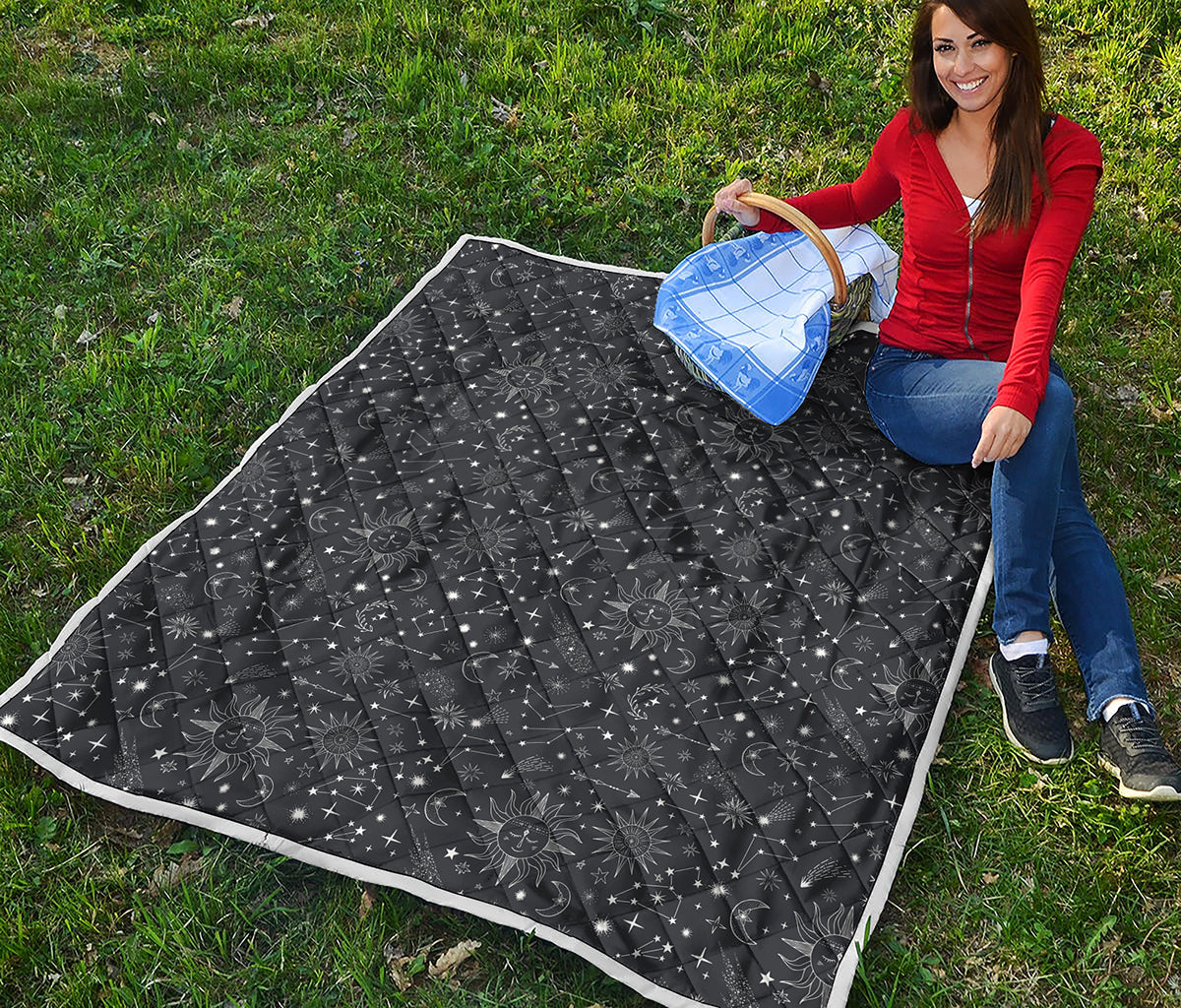 Bohemian Constellation Pattern Print Quilt