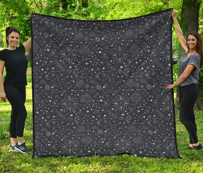 Bohemian Constellation Pattern Print Quilt