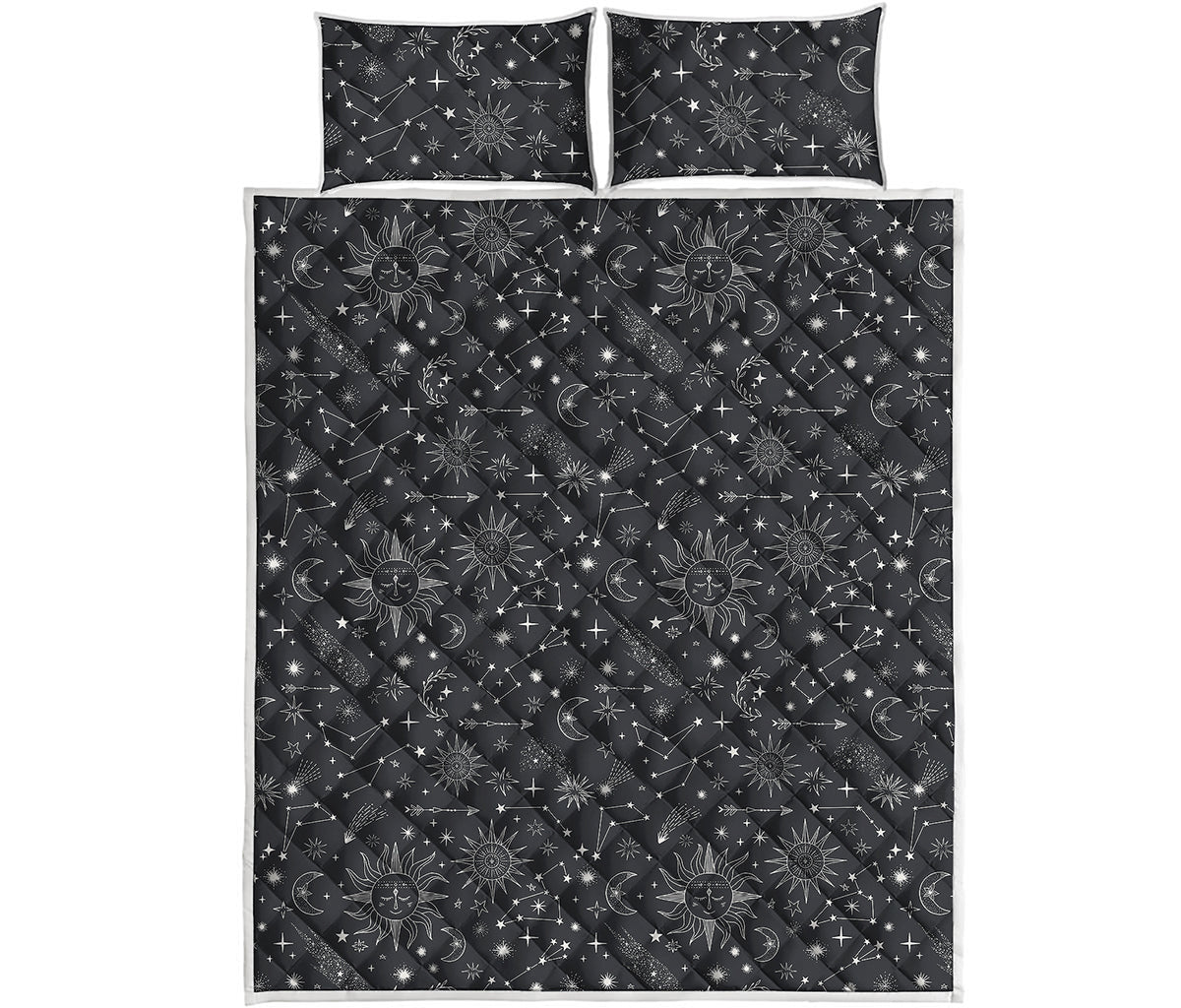 Bohemian Constellation Pattern Print Quilt Bed Set