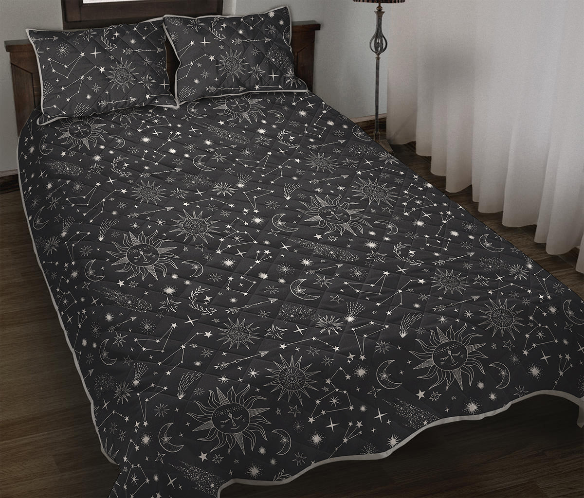 Bohemian Constellation Pattern Print Quilt Bed Set