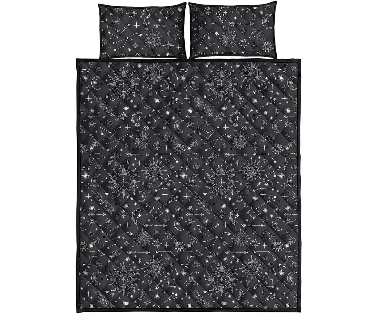 Bohemian Constellation Pattern Print Quilt Bed Set