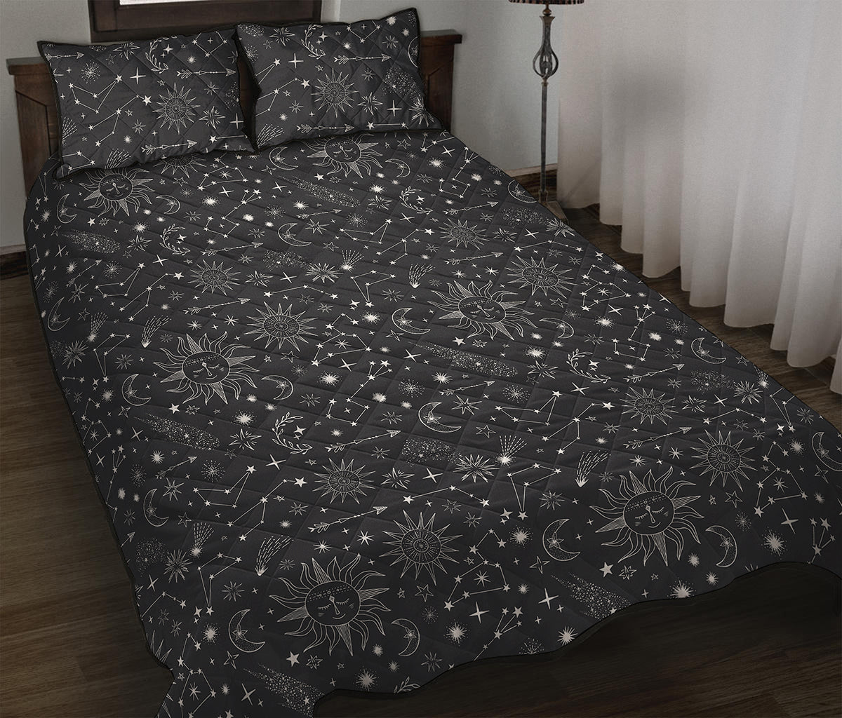 Bohemian Constellation Pattern Print Quilt Bed Set