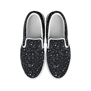 Bohemian Constellation Pattern Print White Slip On Shoes