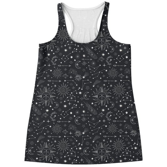 Bohemian Constellation Pattern Print Women's Racerback Tank Top