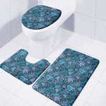 Bohemian Denim Jeans Pattern Print 3 Piece Bath Mat Set