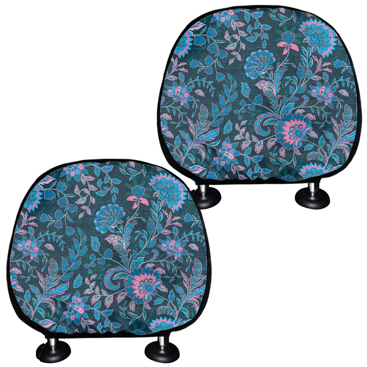 Bohemian Denim Jeans Pattern Print Car Headrest Covers