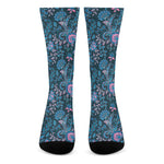 Bohemian Denim Jeans Pattern Print Crew Socks