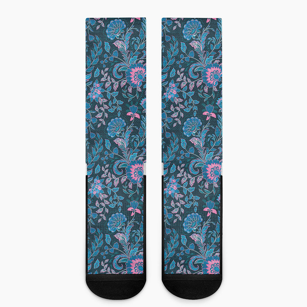 Bohemian Denim Jeans Pattern Print Crew Socks