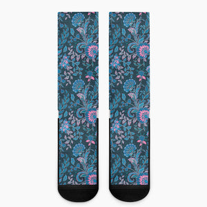 Bohemian Denim Jeans Pattern Print Crew Socks