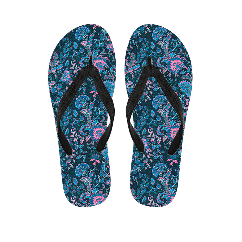 Bohemian Denim Jeans Pattern Print Flip Flops