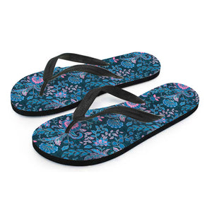 Bohemian Denim Jeans Pattern Print Flip Flops