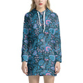 Bohemian Denim Jeans Pattern Print Pullover Hoodie Dress