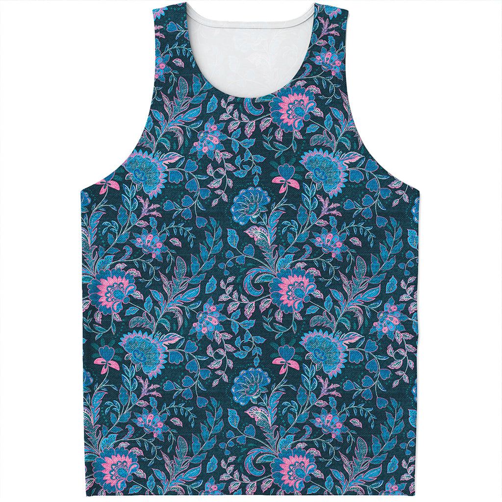 Bohemian Denim Jeans Pattern Print Men's Tank Top