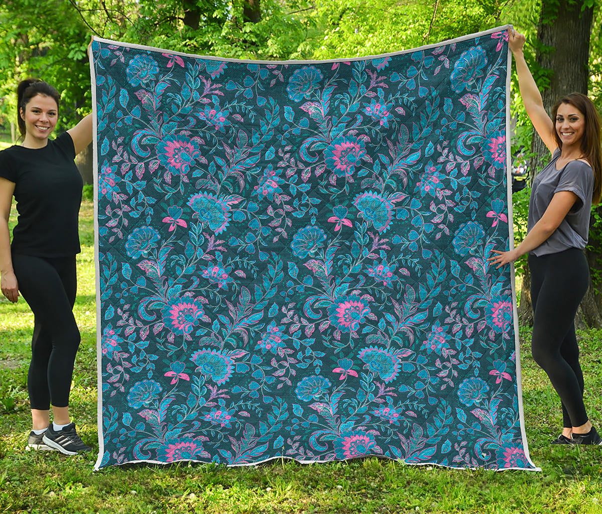 Bohemian Denim Jeans Pattern Print Quilt