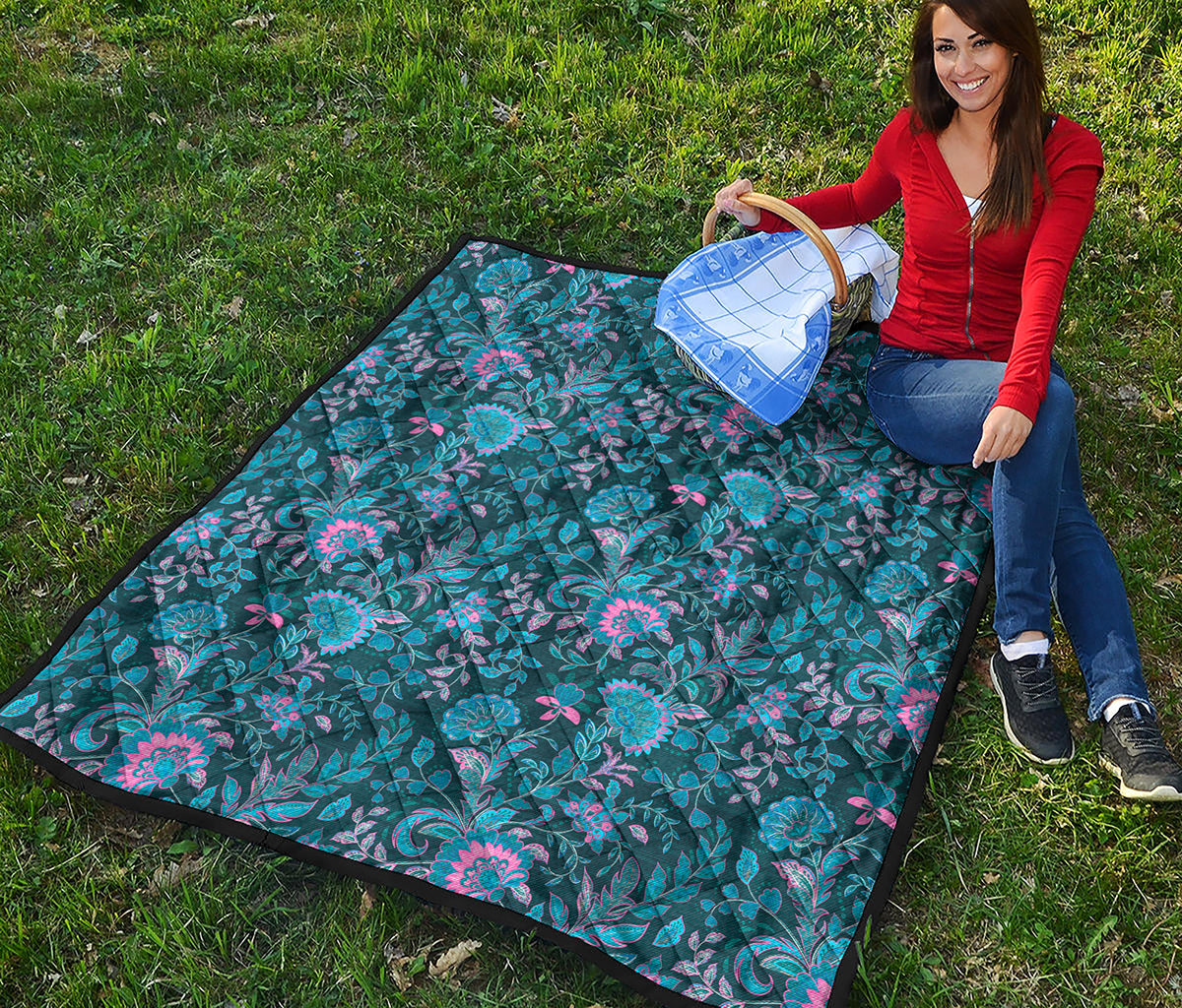 Bohemian Denim Jeans Pattern Print Quilt