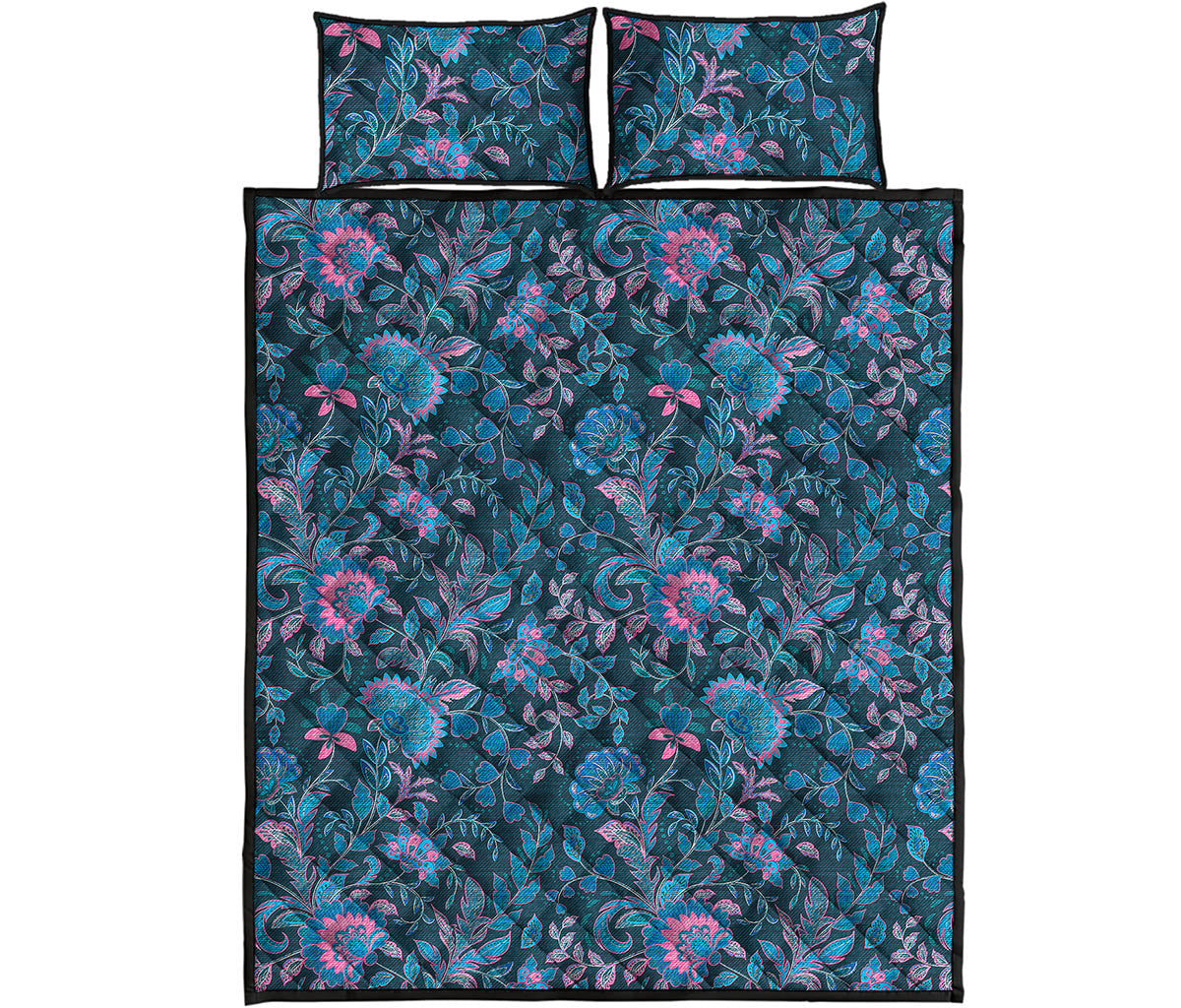 Bohemian Denim Jeans Pattern Print Quilt Bed Set