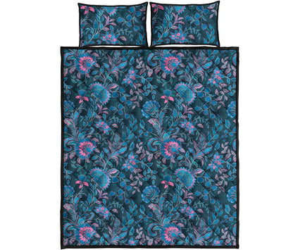 Bohemian Denim Jeans Pattern Print Quilt Bed Set