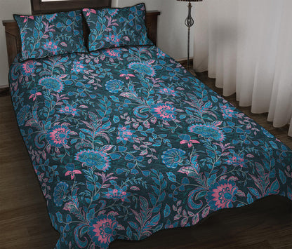 Bohemian Denim Jeans Pattern Print Quilt Bed Set