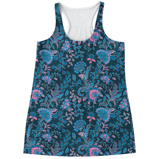 Bohemian Denim Jeans Pattern Print Women's Racerback Tank Top