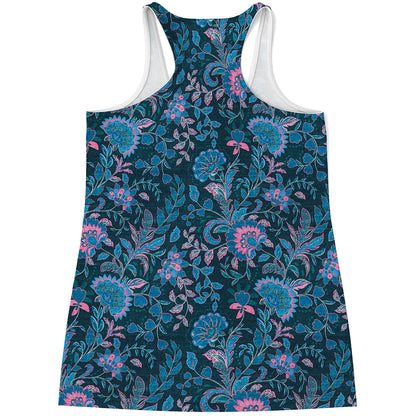 Bohemian Denim Jeans Pattern Print Women's Racerback Tank Top