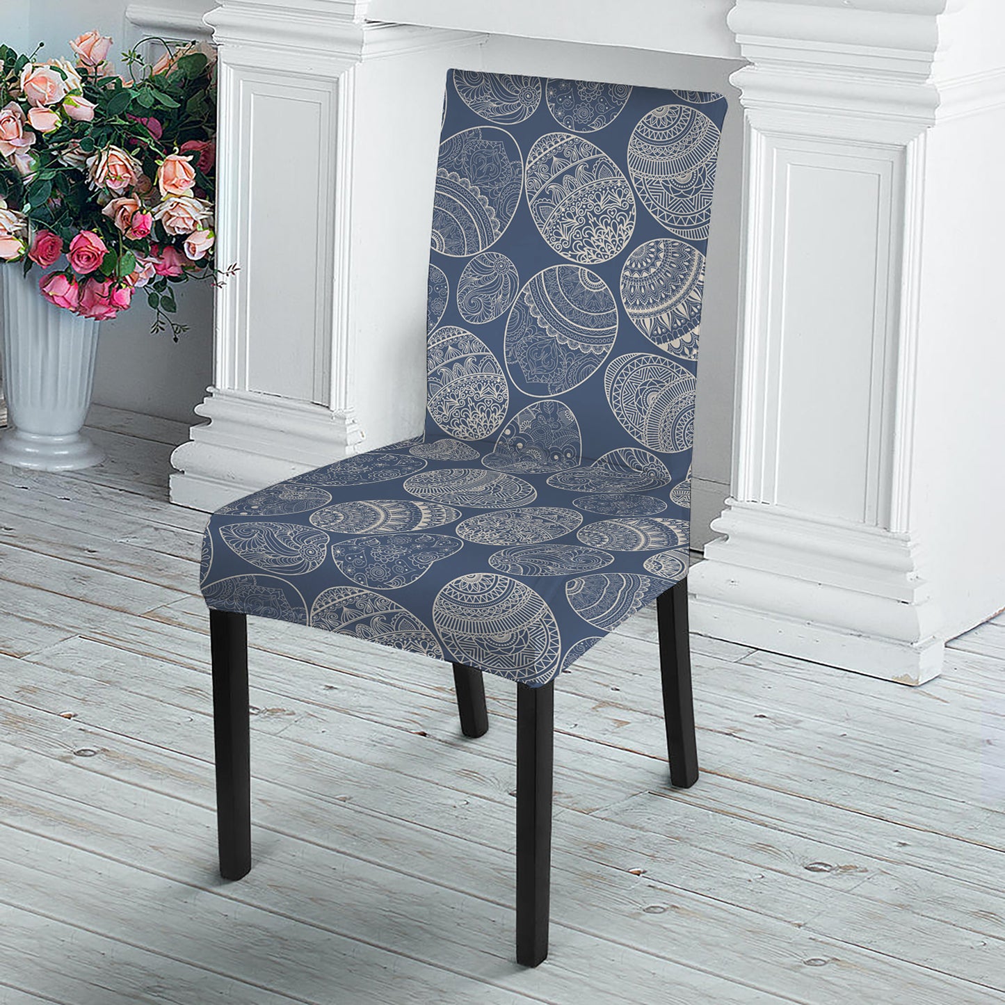 Bohemian Easter Eggs Pattern Print Dining Chair Slipcover
