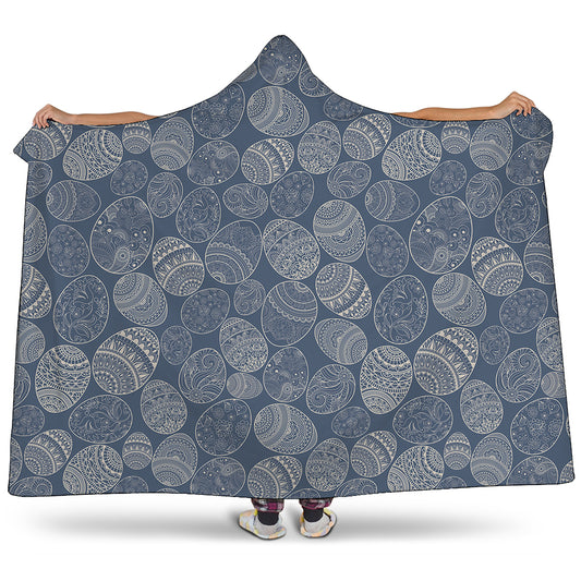 Bohemian Easter Eggs Pattern Print Hooded Blanket