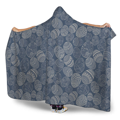 Bohemian Easter Eggs Pattern Print Hooded Blanket