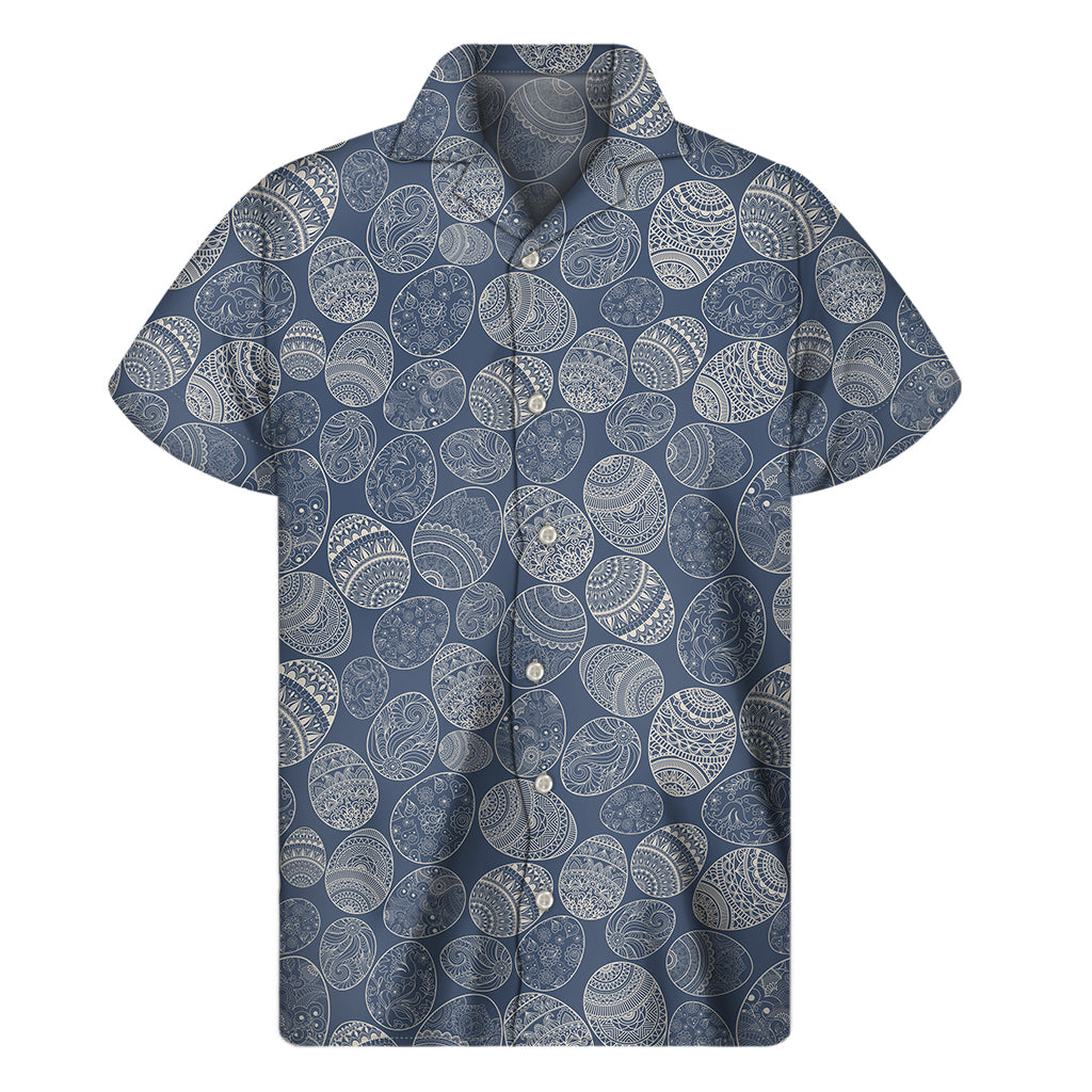 Bohemian Easter Eggs Pattern Print Men's Short Sleeve Shirt