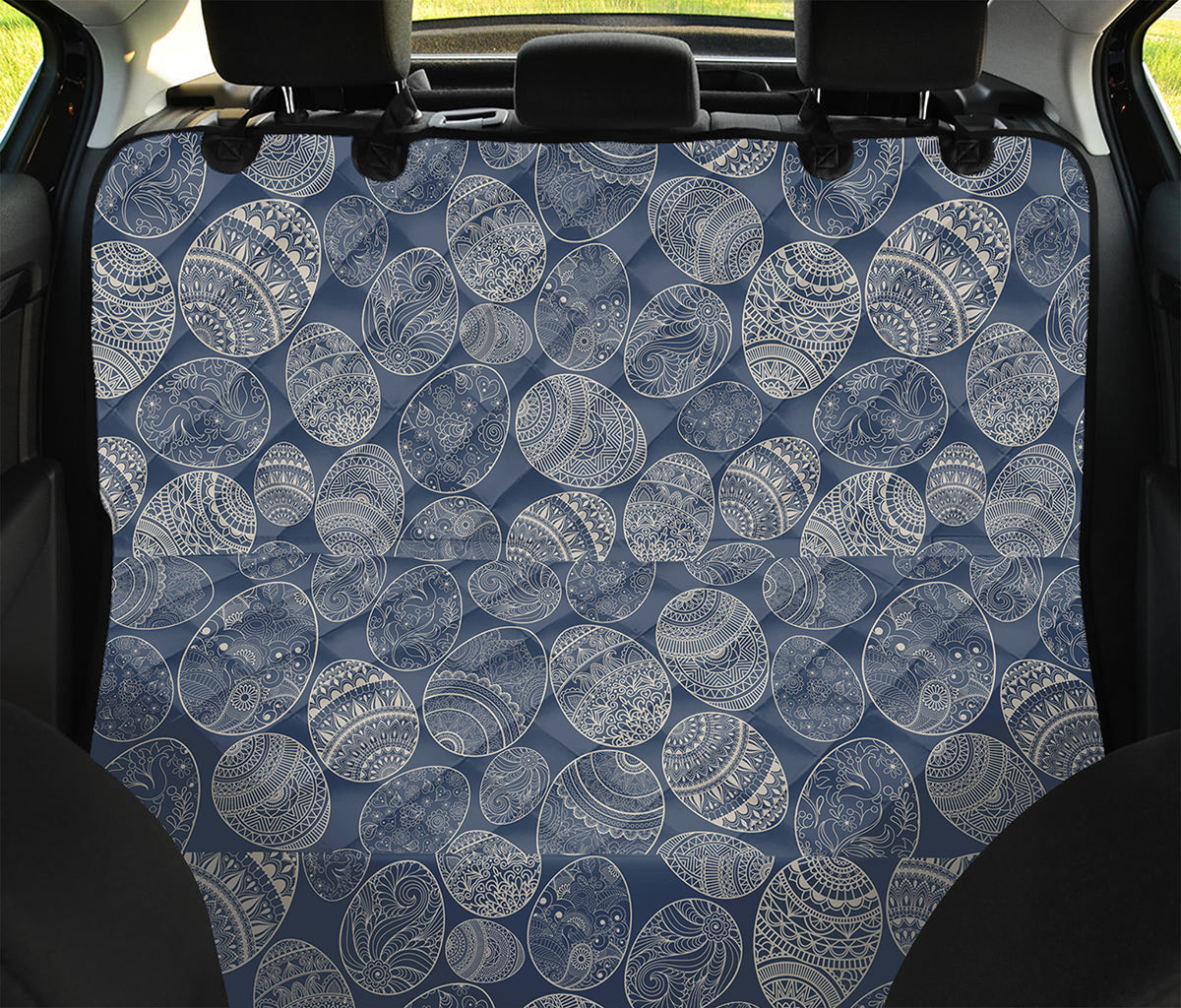 Bohemian Easter Eggs Pattern Print Pet Car Back Seat Cover