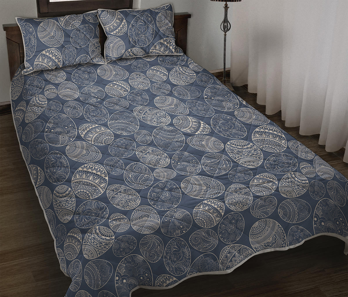 Bohemian Easter Eggs Pattern Print Quilt Bed Set