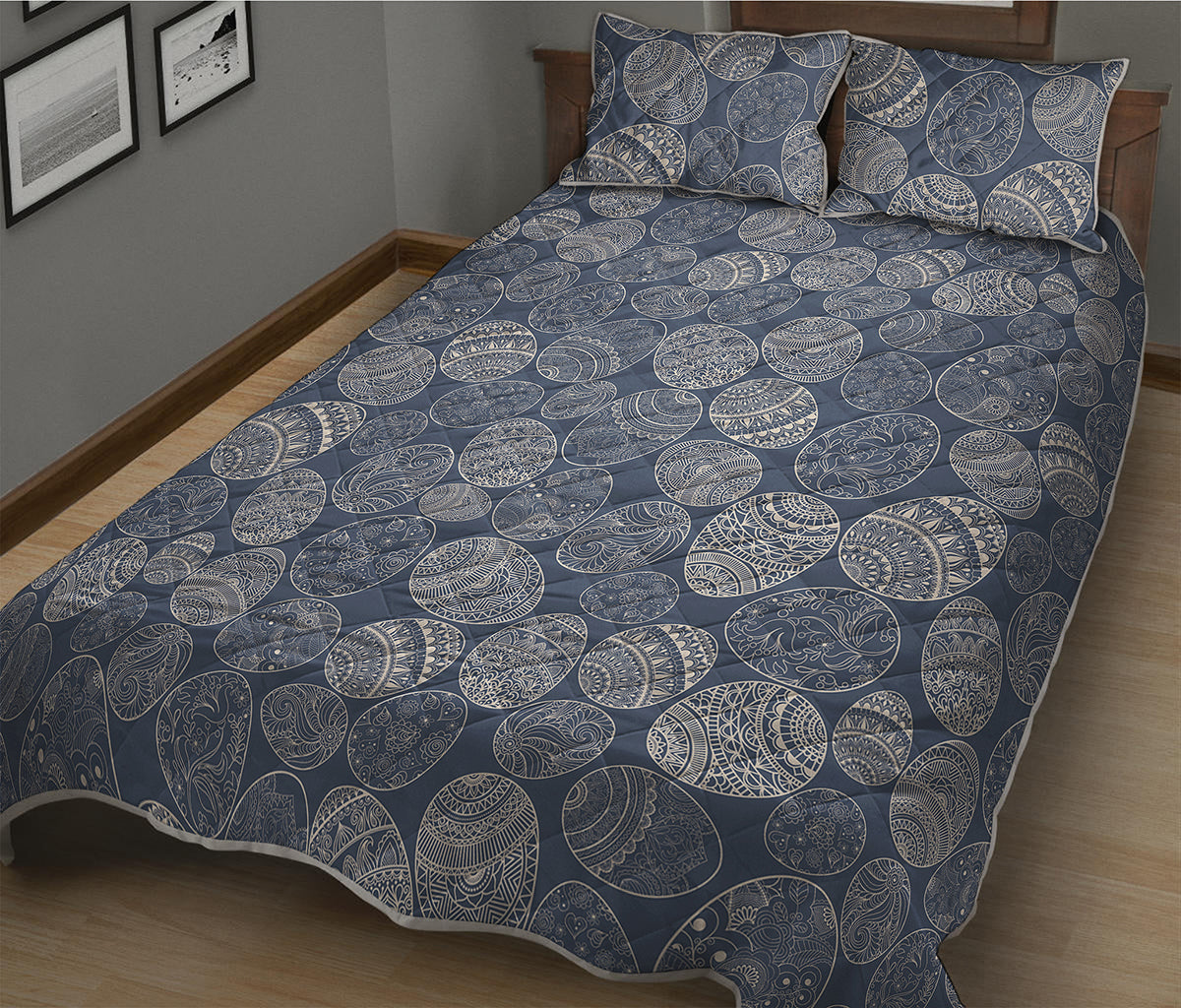 Bohemian Easter Eggs Pattern Print Quilt Bed Set