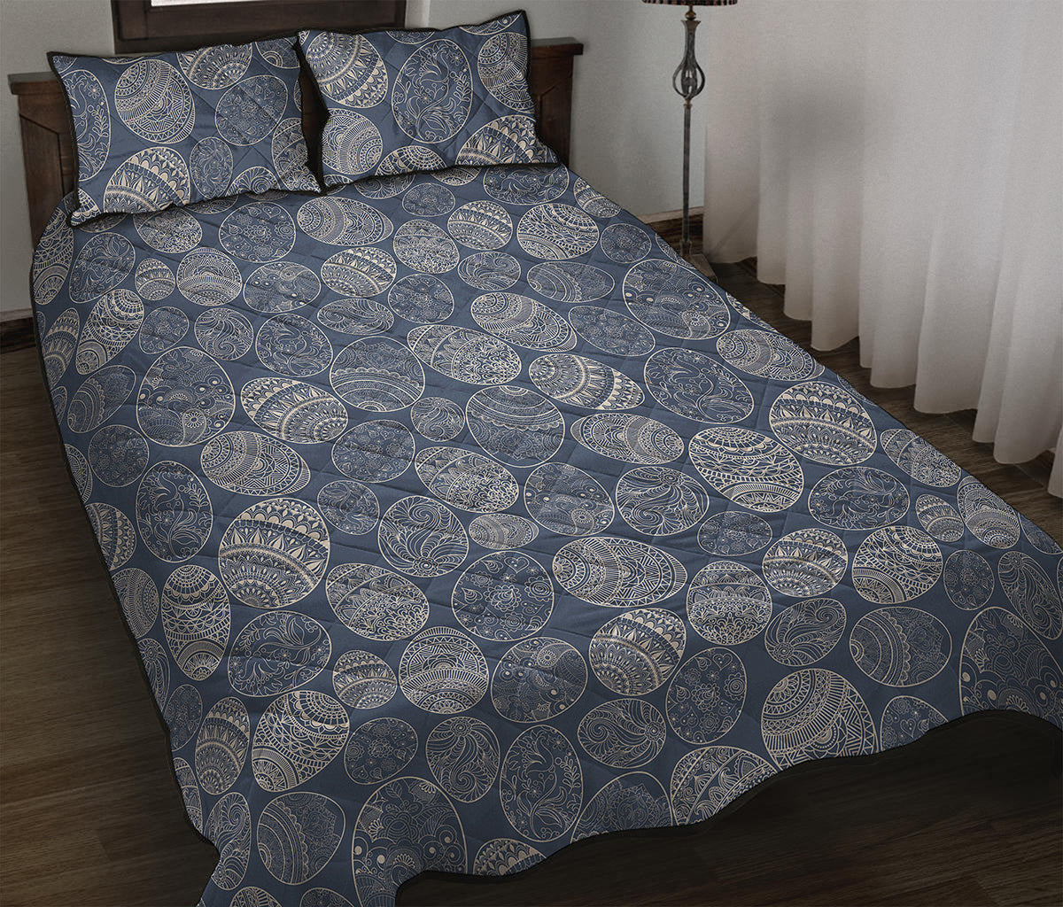 Bohemian Easter Eggs Pattern Print Quilt Bed Set