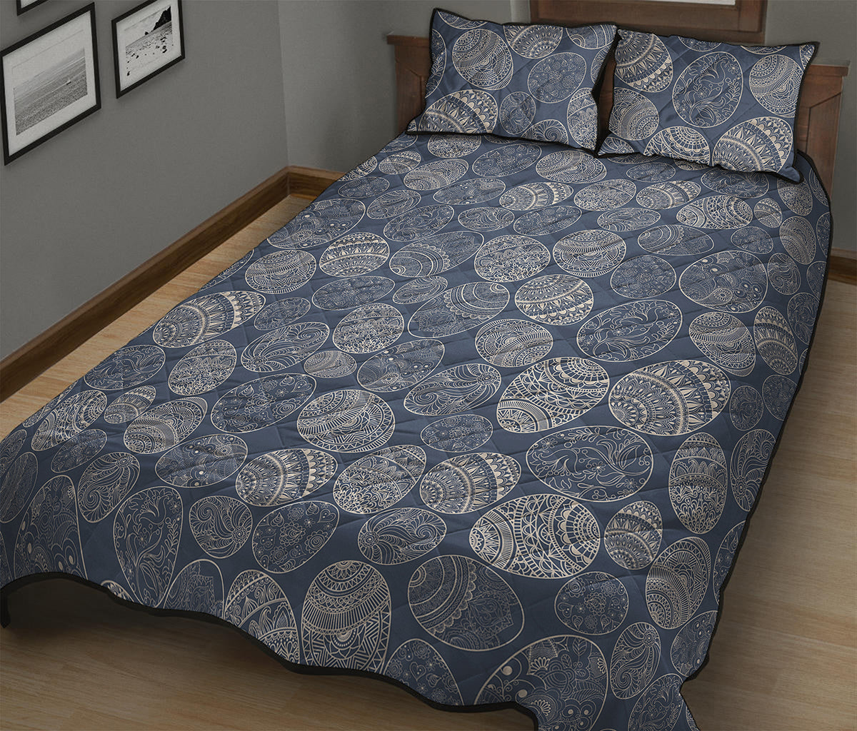Bohemian Easter Eggs Pattern Print Quilt Bed Set