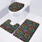 Bohemian Feather Pattern Print 3 Piece Bath Mat Set