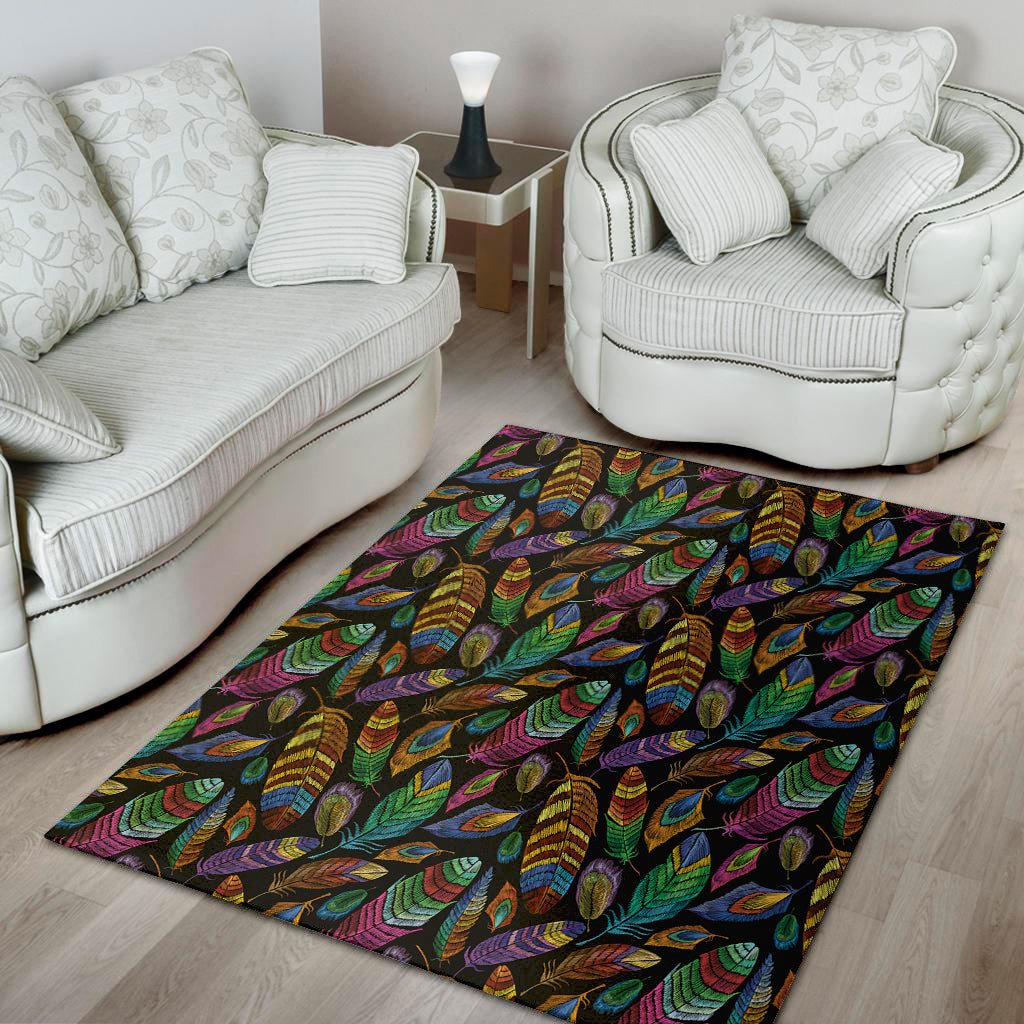 Bohemian Feather Pattern Print Area Rug