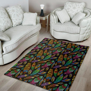 Bohemian Feather Pattern Print Area Rug