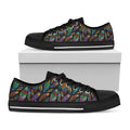 Bohemian Feather Pattern Print Black Low Top Sneakers