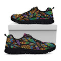 Bohemian Feather Pattern Print Black Running Shoes