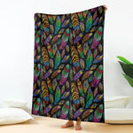 Bohemian Feather Pattern Print Blanket