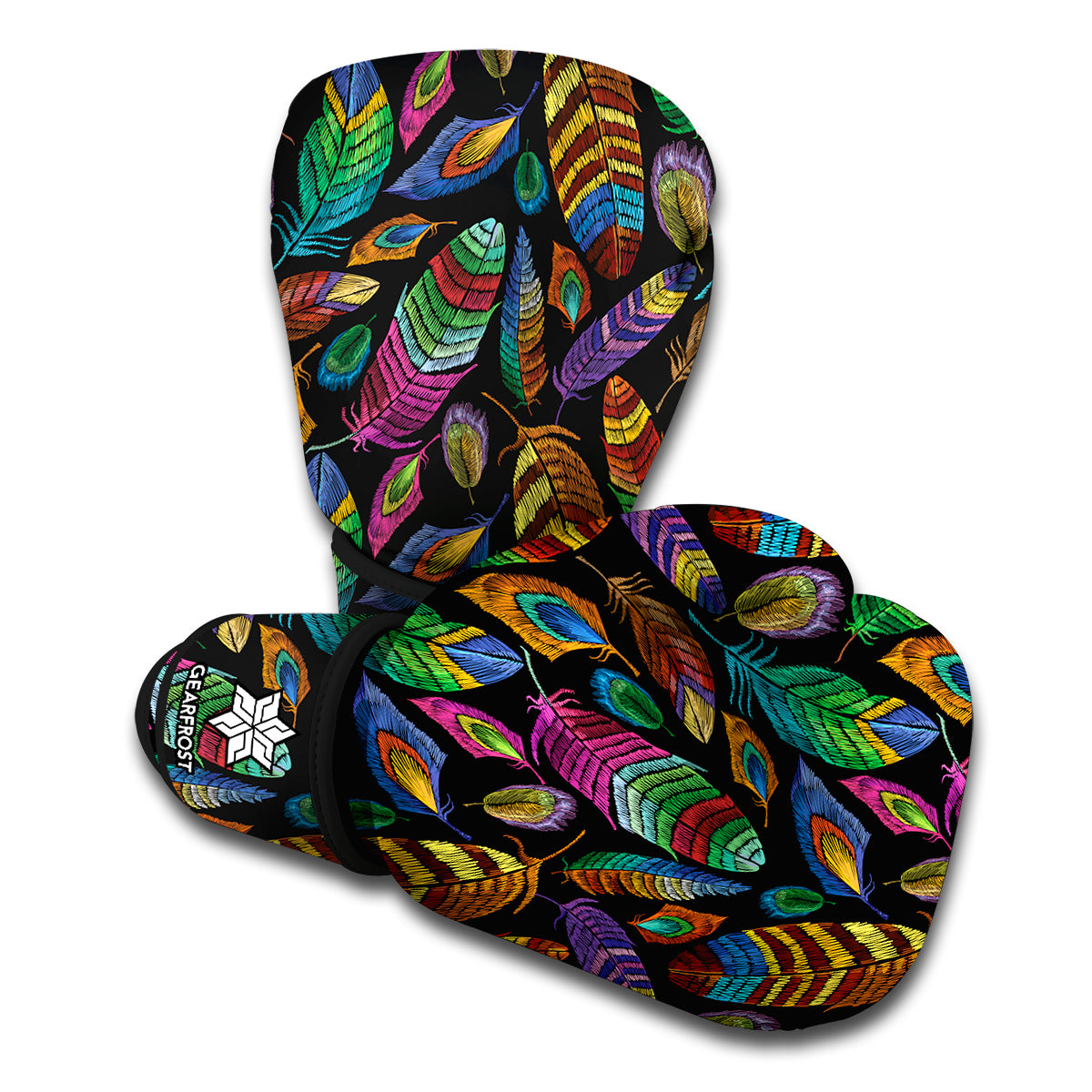 Bohemian Feather Pattern Print Boxing Gloves