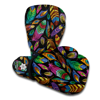 Bohemian Feather Pattern Print Boxing Gloves